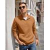 imageCOOFANDY Mens Quarter Zip Pullover Quilted Sweatshirt Knit Long Sleeve Mock Neck Sweater Polo with PocketLight Brown
