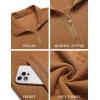 imageCOOFANDY Mens Quarter Zip Pullover Quilted Sweatshirt Knit Long Sleeve Mock Neck Sweater Polo with PocketLight Brown