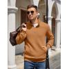 imageCOOFANDY Mens Quarter Zip Pullover Quilted Sweatshirt Knit Long Sleeve Mock Neck Sweater Polo with PocketLight Brown