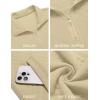 imageCOOFANDY Mens Quarter Zip Pullover Quilted Sweatshirt Knit Long Sleeve Mock Neck Sweater Polo with PocketLight Khaki