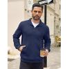 imageCOOFANDY Mens Quarter Zip Pullover Quilted Sweatshirt Knit Long Sleeve Mock Neck Sweater Polo with PocketNavy Blue