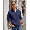 imageCOOFANDY Mens Quarter Zip Pullover Quilted Sweatshirt Knit Long Sleeve Mock Neck Sweater Polo with PocketNavy Blue