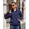 imageCOOFANDY Mens Quarter Zip Pullover Quilted Sweatshirt Knit Long Sleeve Mock Neck Sweater Polo with PocketNavy Blue