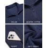 imageCOOFANDY Mens Quarter Zip Pullover Quilted Sweatshirt Knit Long Sleeve Mock Neck Sweater Polo with PocketNavy Blue