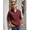 imageCOOFANDY Mens Quarter Zip Pullover Quilted Sweatshirt Knit Long Sleeve Mock Neck Sweater Polo with PocketRed