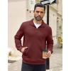 imageCOOFANDY Mens Quarter Zip Pullover Quilted Sweatshirt Knit Long Sleeve Mock Neck Sweater Polo with PocketRed