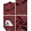 imageCOOFANDY Mens Quarter Zip Pullover Quilted Sweatshirt Knit Long Sleeve Mock Neck Sweater Polo with PocketRed
