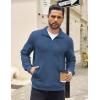 imageCOOFANDY Mens Quarter Zip Pullover Quilted Sweatshirt Knit Long Sleeve Mock Neck Sweater Polo with PocketSlate Blue