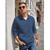 imageCOOFANDY Mens Quarter Zip Pullover Quilted Sweatshirt Knit Long Sleeve Mock Neck Sweater Polo with PocketSlate Blue