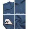 imageCOOFANDY Mens Quarter Zip Pullover Quilted Sweatshirt Knit Long Sleeve Mock Neck Sweater Polo with PocketSlate Blue