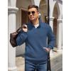 imageCOOFANDY Mens Quarter Zip Pullover Quilted Sweatshirt Knit Long Sleeve Mock Neck Sweater Polo with PocketSlate Blue