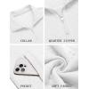 imageCOOFANDY Mens Quarter Zip Pullover Quilted Sweatshirt Knit Long Sleeve Mock Neck Sweater Polo with PocketWhite