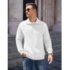 imageCOOFANDY Mens Quarter Zip Pullover Quilted Sweatshirt Knit Long Sleeve Mock Neck Sweater Polo with PocketWhite