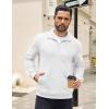 imageCOOFANDY Mens Quarter Zip Pullover Quilted Sweatshirt Knit Long Sleeve Mock Neck Sweater Polo with PocketWhite