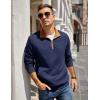 imageCOOFANDY Mens Quarter Zip Pullover Quilted Sweatshirt Knit Long Sleeve Mock Neck Sweater Polo with PocketZcontrast NavyBrown