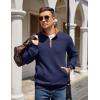 imageCOOFANDY Mens Quarter Zip Pullover Quilted Sweatshirt Knit Long Sleeve Mock Neck Sweater Polo with PocketZcontrast NavyBrown