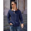 imageCOOFANDY Mens Quarter Zip Pullover Quilted Sweatshirt Knit Long Sleeve Mock Neck Sweater Polo with PocketZcontrast NavyBrown