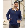imageCOOFANDY Mens Quarter Zip Pullover Quilted Sweatshirt Knit Long Sleeve Mock Neck Sweater Polo with PocketZcontrast NavyBrown