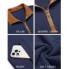 imageCOOFANDY Mens Quarter Zip Pullover Quilted Sweatshirt Knit Long Sleeve Mock Neck Sweater Polo with PocketZcontrast NavyBrown
