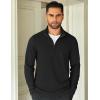imageCOOFANDY Mens Quarter Zip Up Pullover Lightweight Mock Neck Sweatshirt Casual Long Sleeve Polo Shirt01black