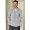 imageCOOFANDY Mens Quarter Zip Up Pullover Lightweight Mock Neck Sweatshirt Casual Long Sleeve Polo ShirtPale Grey