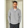 imageCOOFANDY Mens Quarter Zip Up Pullover Lightweight Mock Neck Sweatshirt Casual Long Sleeve Polo ShirtPale Grey