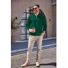imageCOOFANDY Mens Quarter Zip Up Pullover Mock Neck Long Sleeve Sweater Casual Corduroy Polo SweatshirtDark Green