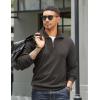 imageCOOFANDY Mens Quarter Zip Up Pullover Mock Neck Long Sleeve Sweater Casual Corduroy Polo SweatshirtDark Grey