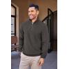 imageCOOFANDY Mens Quarter Zip Up Pullover Mock Neck Long Sleeve Sweater Casual Corduroy Polo SweatshirtDark Grey