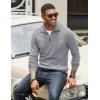 imageCOOFANDY Mens Quarter Zip Up Pullover Mock Neck Long Sleeve Sweater Casual Corduroy Polo SweatshirtGrey