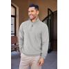 imageCOOFANDY Mens Quarter Zip Up Pullover Mock Neck Long Sleeve Sweater Casual Corduroy Polo SweatshirtLight Grey
