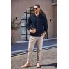 imageCOOFANDY Mens Quarter Zip Up Pullover Mock Neck Long Sleeve Sweater Casual Corduroy Polo SweatshirtNavy Blue
