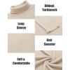 imageCOOFANDY Mens Ribbed Turtleneck Sweater Casual Basic Long Sleeve Knitted Pullover SweaterBeige