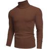 imageCOOFANDY Mens Ribbed Turtleneck Sweater Casual Basic Long Sleeve Knitted Pullover SweaterBrown