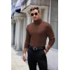 imageCOOFANDY Mens Ribbed Turtleneck Sweater Casual Basic Long Sleeve Knitted Pullover SweaterBrown