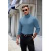 imageCOOFANDY Mens Ribbed Turtleneck Sweater Casual Basic Long Sleeve Knitted Pullover SweaterDark Blue