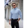 imageCOOFANDY Mens Ribbed Turtleneck Sweater Casual Basic Long Sleeve Knitted Pullover SweaterLight Blue