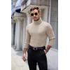 imageCOOFANDY Mens Ribbed Turtleneck Sweater Casual Basic Long Sleeve Knitted Pullover SweaterLight Khaki