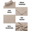 imageCOOFANDY Mens Ribbed Turtleneck Sweater Casual Basic Long Sleeve Knitted Pullover SweaterLight Khaki