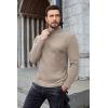 imageCOOFANDY Mens Ribbed Turtleneck Sweater Casual Basic Long Sleeve Knitted Pullover SweaterLight Khaki