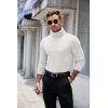 imageCOOFANDY Mens Ribbed Turtleneck Sweater Casual Basic Long Sleeve Knitted Pullover SweaterWhite