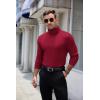 imageCOOFANDY Mens Ribbed Turtleneck Sweater Casual Basic Long Sleeve Knitted Pullover SweaterWine Red