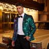 imageCOOFANDY Mens Sequin Blazer Tuxedo Party Prom Wedding Tuxedo One Button JacketBlue