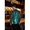 imageCOOFANDY Mens Sequin Blazer Tuxedo Party Prom Wedding Tuxedo One Button JacketBlue
