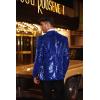 imageCOOFANDY Mens Sequin Blazer Tuxedo Party Prom Wedding Tuxedo One Button JacketNavy Blue