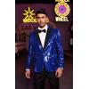 imageCOOFANDY Mens Sequin Blazer Tuxedo Party Prom Wedding Tuxedo One Button JacketNavy Blue