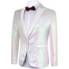imageCOOFANDY Mens Sequin Blazer Tuxedo Party Prom Wedding Tuxedo One Button JacketPinkwhite