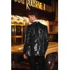 imageCOOFANDY Mens Sequin Blazer Tuxedo Party Prom Wedding Tuxedo One Button JacketPitchblack