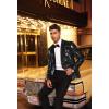 imageCOOFANDY Mens Sequin Blazer Tuxedo Party Prom Wedding Tuxedo One Button JacketPitchblack