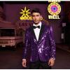 imageCOOFANDY Mens Sequin Blazer Tuxedo Party Prom Wedding Tuxedo One Button JacketPurple
